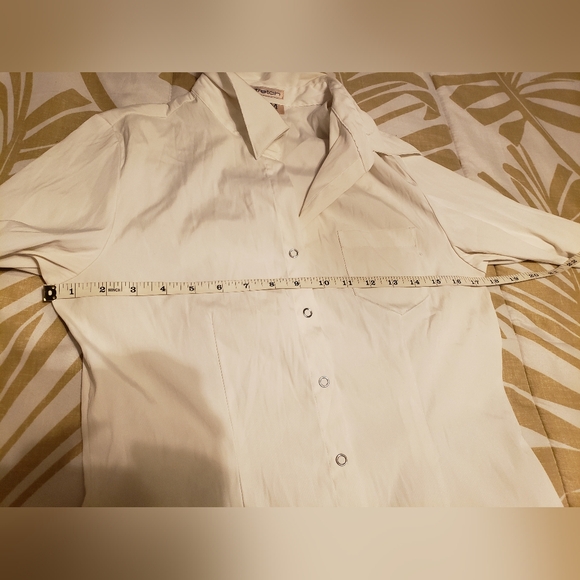 Ladies White Button Down Blouse with Buckles - Picture 10 of 10